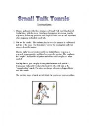 English Worksheet: Small talk tennis