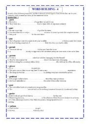 English Worksheet: WORD BUILDING - 4