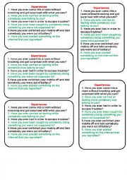 English Worksheet: Present Perfect Speaking Cards