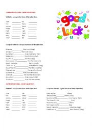 English Worksheet: Comparative and Superlative form - SHORT adjectives