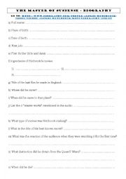 English Worksheet: Hitchcocks biography