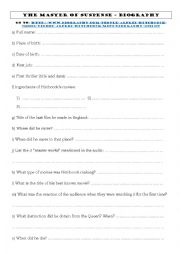 English Worksheet: Hitchcocks biography