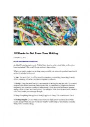 English Worksheet: 10 Words to Cut From your Writing