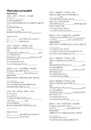 English Worksheet: What makes you beautiful