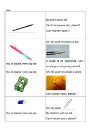 English Worksheet: Whats wrong with my school supplies game