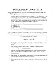 English Worksheet: Description of Objects