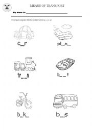 English Worksheet: MEANS OF TRANSPORTS