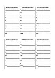 English Worksheet: Numbers/There is-There are