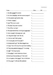 English Worksheet: Exercise Part of Speech