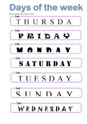 English Worksheet: days of the week cut and paste