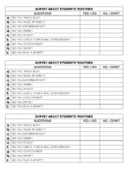 survey about classmates routines