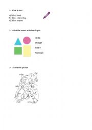 Colours, classroom object and shapes