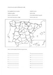 English Worksheet: Autonomous communities of Spain