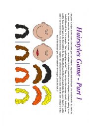 English Worksheet: Hairstyles Game - Part 1