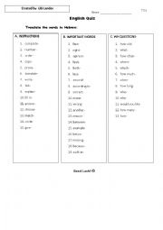 English Worksheet: English instructions & wh questions