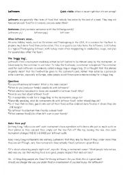 English Worksheet: Leftovers (Food Waste)