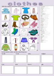 English Worksheet: clothes