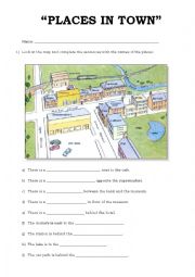 English Worksheet: places in town