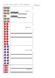 English Worksheet: Counting to 20 2 P2