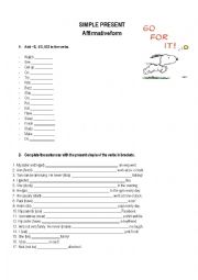 English Worksheet: Simple Present - Affirmative Form