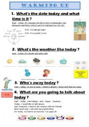 English Worksheet: Warming up