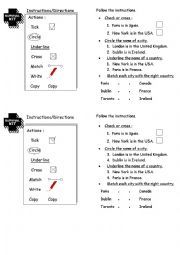 English Worksheet: Directions