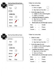 English Worksheet: Directions