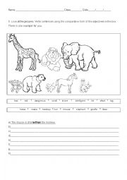 English Worksheet: Comparatives Short and Long Writing