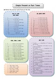 English Worksheet: simple present or past tense