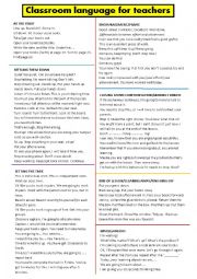 English Worksheet: Classroom language for teachers