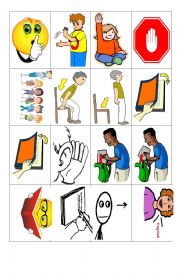 English Worksheet: COMMANDS MEMORY GAME