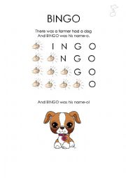 English Worksheet: Bingo song