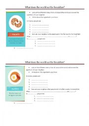 English Worksheet: What does the world eat for breakfast France