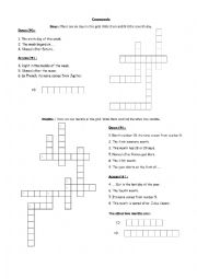 Days and months crosswords