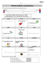 English Worksheet: festivals and special days pairwork