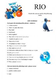 English Worksheet: Rio (cartoon) active vocabulary 