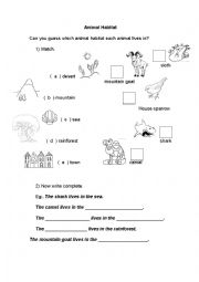 English Worksheet: Animal habitat