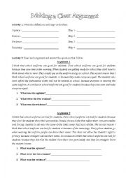 English Worksheet: Making a Clear Argument 2015