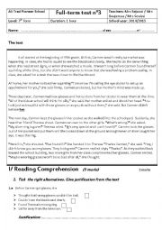 English Worksheet: 7th form test n3