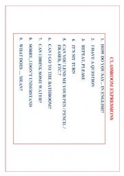 English Worksheet: CLASSROOM EXPRESSIONS