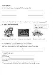English Worksheet: routine activities