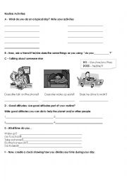 English Worksheet: routine activities