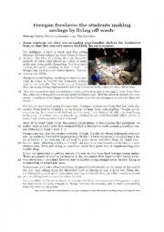 English Worksheet: Article on freegan students