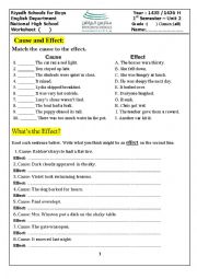 English Worksheet: Cause and Effect