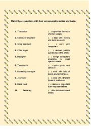English Worksheet: Job Duties and Tasks