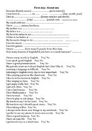 English Worksheet: first class 