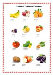 English Worksheet: Vocabulary on fruits and vegetables