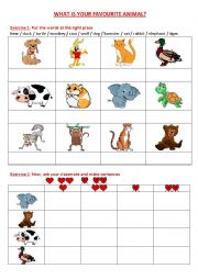 English Worksheet: What is your favourite animal ?