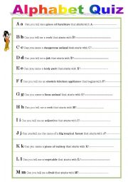 English Worksheet: ABC quiz
