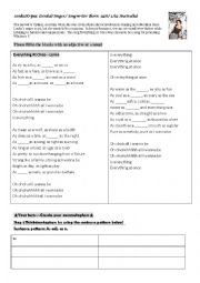 English Worksheet: Everything at once- adjectives and metaphors!